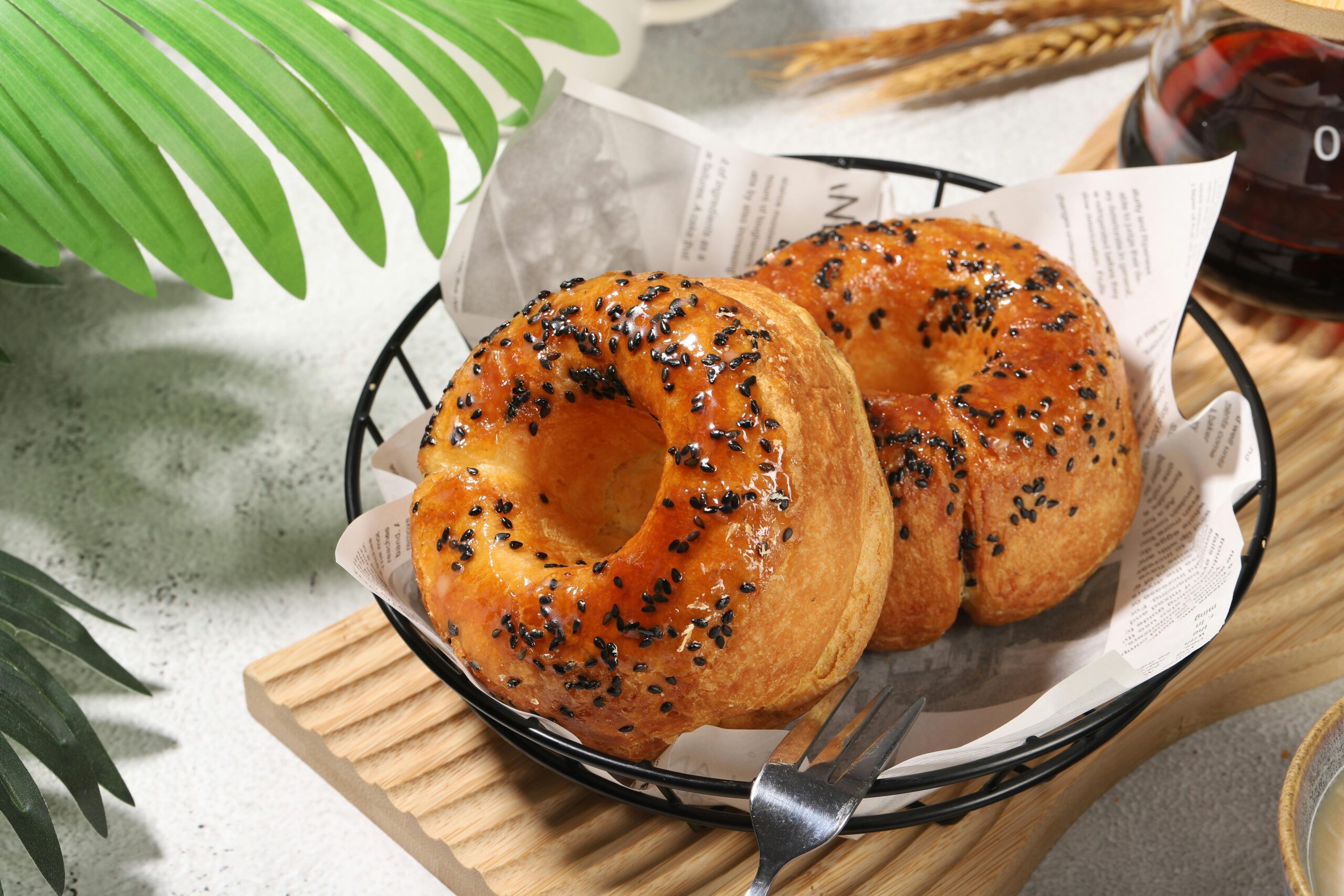 Delicious Bagels in Bowl